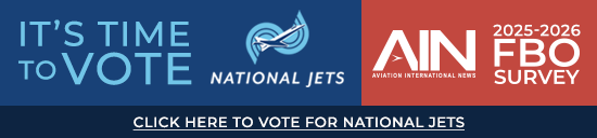 It's time to vote. AIN 2025-2026 FBO Survey. Click here to vote for National Jets.
