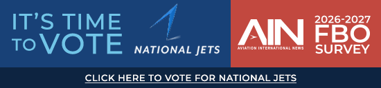 It's time to vote. AIN 2026-2027 FBO Survey. Click here to vote for National Jets. It's time to vote. AIN 2026-2027 FBO Survey. Click here to vote for National Jets.